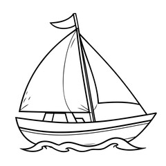 Simple vector illustration of SailBoat outline for colouring page