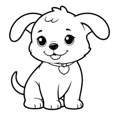 Simple vector illustration of puppy hand drawn for kids page