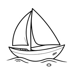 Simple vector illustration of SailBoat for toddlers colouring page