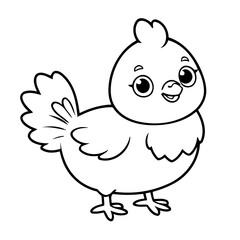 Cute vector illustration hen for kids coloring activity page