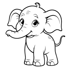 Simple vector illustration of Elephant drawing for kids page