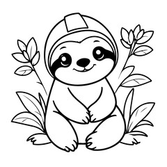 Cute vector illustration Sloth drawing for kids page