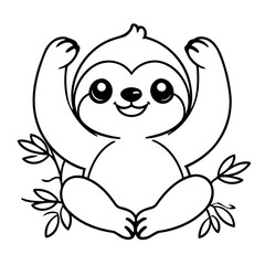 Cute vector illustration Sloth drawing for toddlers coloring activity