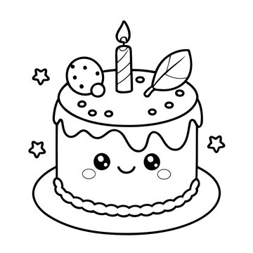 recommend clip art: Simple vector illustration of birthday outline for colouring page