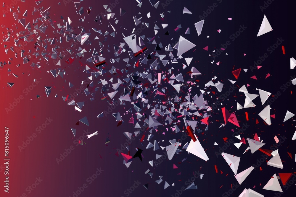 Poster Abstract image of red and white triangles in motion. Suitable for graphic design projects