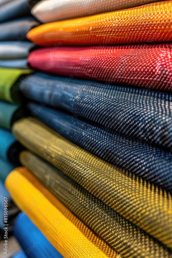 Aufkleber a pile of different colored fabrics stacked on top of each other. ideal for textile industry promoti