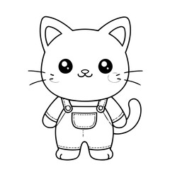 Simple vector illustration of Cat for toddlers colouring page