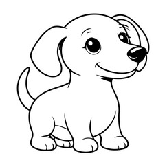 Cute vector illustration Dachshund for kids colouring page