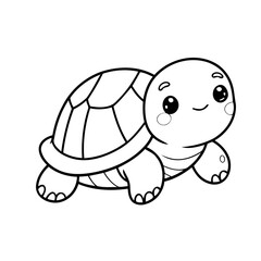 Cute vector illustration Turtle doodle for kids coloring worksheet