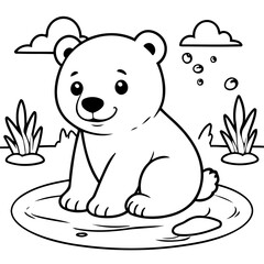 Simple vector illustration of Polarbear drawing for toddlers book