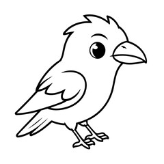 Simple vector illustration of Raven doodle for toddlers worksheet
