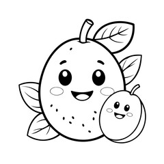Vector illustration of a cute Fruit drawing for toddlers coloring activity