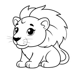 Vector illustration of a cute Lion drawing for kids colouring page