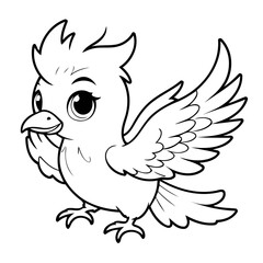 Simple vector illustration of phoenix outline for colouring page
