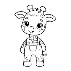 Cute vector illustration giraffe for kids coloring activity page