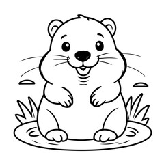Cute vector illustration beaver for kids colouring page