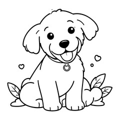 Simple vector illustration of Labradoodle drawing for kids colouring activity