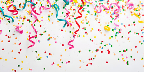 Vibrant confetti in white background
