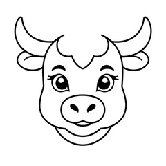 Cute vector illustration Bull doodle for toddlers worksheet