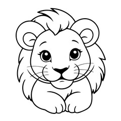 Vector illustration of a cute Lion doodle for kids colouring page