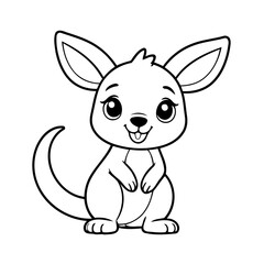 Cute vector illustration Kangaroo drawing for kids page