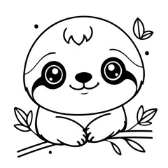 Simple vector illustration of Sloth drawing for toddlers book