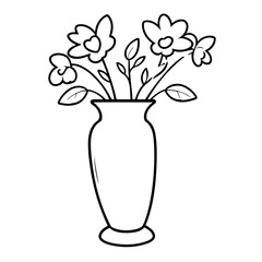 Vector illustration of a cute Vase doodle for toddlers colouring page
