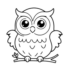 Simple vector illustration of Owl drawing for toddlers coloring activity