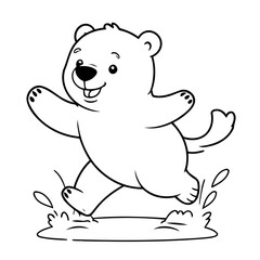 Vector illustration of a cute Polarbear doodle for toddlers colouring page
