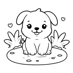 Vector illustration of a cute Puppy drawing for kids page