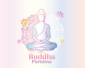 Happy Vesak day and buddha purnima vector illustration with lord buddha 