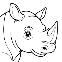 Simple vector illustration of Rhino for kids colouring worksheet