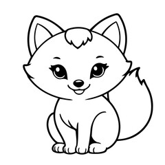 Cute vector illustration fox drawing for colouring page