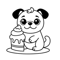 Vector illustration of a cute Pug drawing for kids page