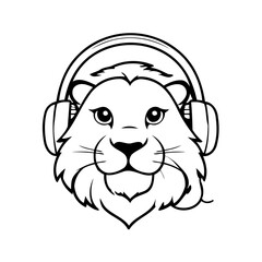 Cute vector illustration Lion drawing for children page