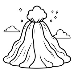 Simple vector illustration of Volcano drawing for children page