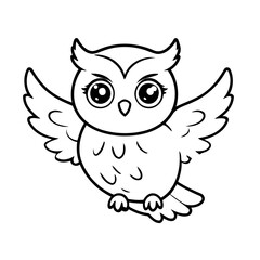 Simple vector illustration of Owl for children colouring activity