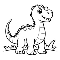 Vector illustration of a cute Dino doodle for children worksheet
