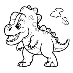 Simple vector illustration of Dino drawing for kids page