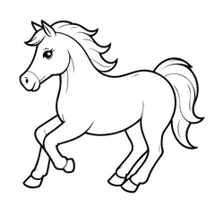 Vector illustration of a cute Horse doodle drawing for kids page