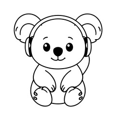 Simple vector illustration of Koala hand drawn for kids coloring page