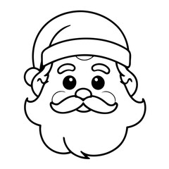 Simple vector illustration of Santa hand drawn for kids coloring page