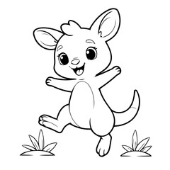 Cute vector illustration Kangaroo drawing for toddlers colouring page
