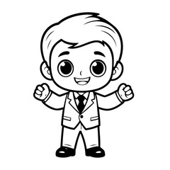 Vector illustration of a cute Businessman drawing for colouring page
