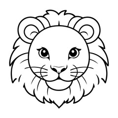 Cute vector illustration Lion doodle for toddlers colouring page