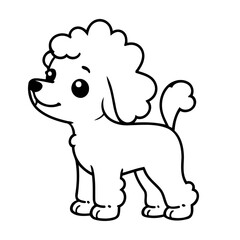 Simple vector illustration of poodle for toddlers colouring page