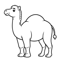 Vector illustration of a cute camel drawing for toddlers coloring activity