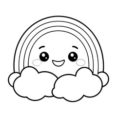 Cute vector illustration Rainbow drawing for colouring page
