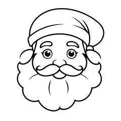 Simple vector illustration of Santa hand drawn for kids page