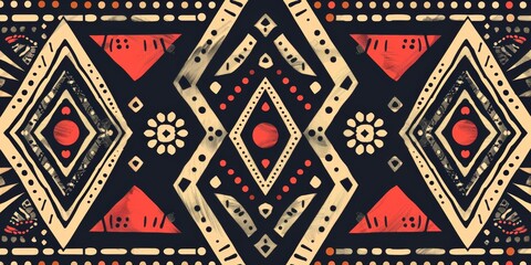 Bold Tribal Pattern in Red and Black